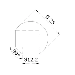 Guľa rohová ø 25 mm na trubku ø 12 mm, brúsená AISI 304 Guľa rohová ø 25 mm na trubku ø 12 mm, brúsená AISI 304